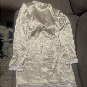 H&M Metallic Silver Bare Back Dress with Buttoned Neck,